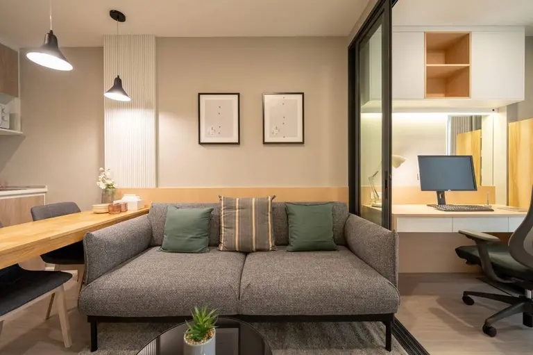 ห้องนั่งเล่นคอนโดสไตล์ Minimal / Muji / Scandinavian